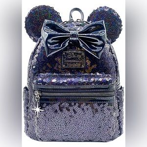 Loungefly Backpack Celestial Dreams Black Holographic Sequin Minnie